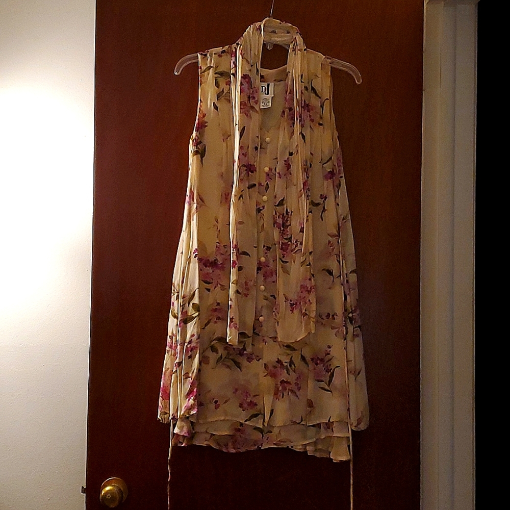 Floral Shell Dress with Matching Scarf